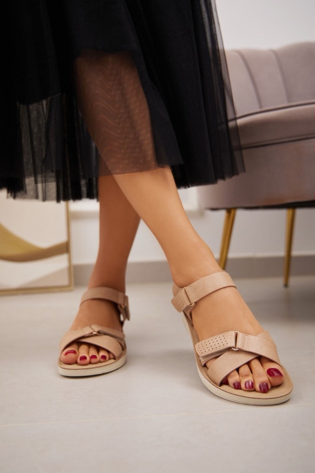 Σανδάλια Flatform με μαλακό ανατομικό πάτο – Μπέζ