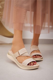 Σανδάλια Flatform με μαλακό ανατομικό πάτο - Μπέζ