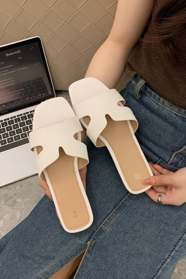 Flat Σανδάλια με Ανοίγματα στο Πλάι - Λευκό - Image 2