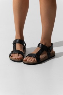 Σανδάλια με μαλακό ανατομικο πάτο με scratch στον αστράγαλο - Μαύρο