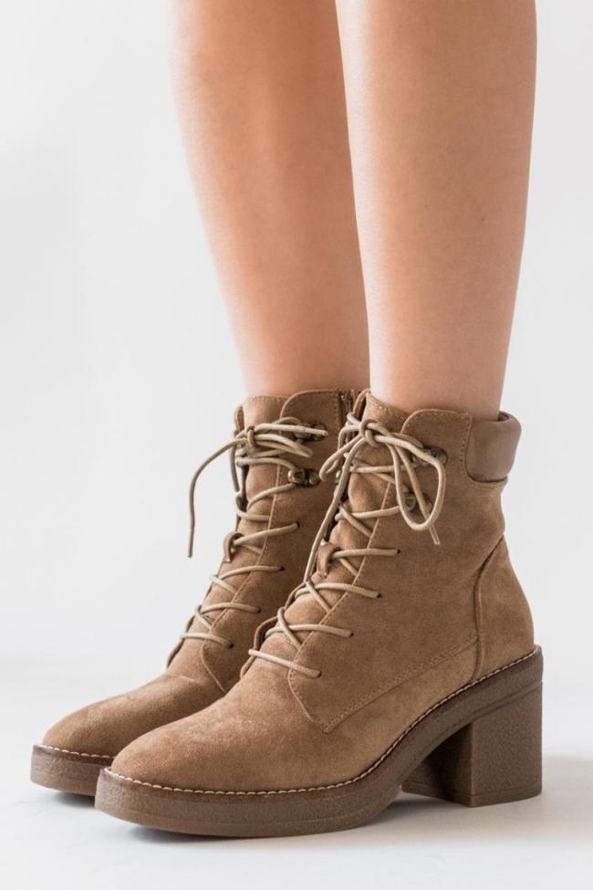 Αρβυλάκια suede με κρεπ αντιολισθητική σόλα και Φερμουάρ - Μπέζ