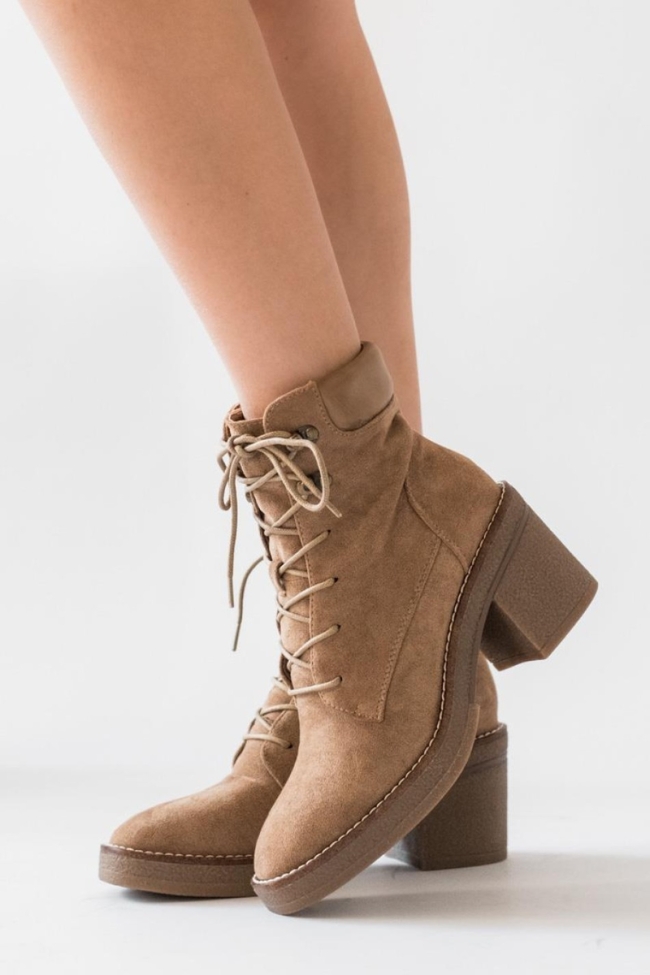 Αρβυλάκια suede με κρεπ αντιολισθητική σόλα και Φερμουάρ - Μπέζ - Image 4