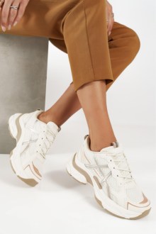 Running sneakers σε συνδυσμό υλικών - Μπέζ