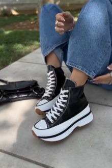 Platform Sneakers Μποτάκια - Μαύρο