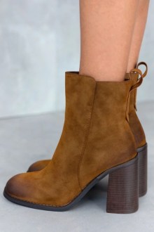 Μποτάκι με χοντρό τακούνι - Κάμελ