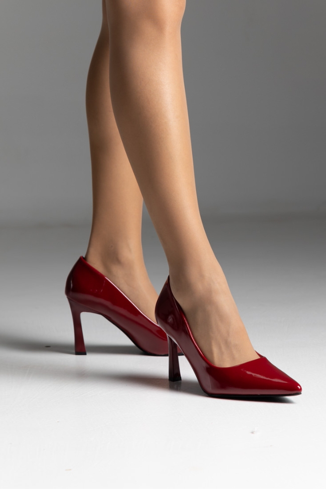 Γόβες λουστρίνι με λεπτό τακούνι - Κόκκινο - Image 5