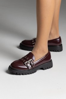 Chunky loafers με διπλό λουράκι με τρουκς στο πάνω μέρος και τρακτερωτό πάτο - Μπορτό