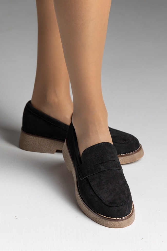 Loafers suede με κρεπ πάτο - Μαύρο - Image 3