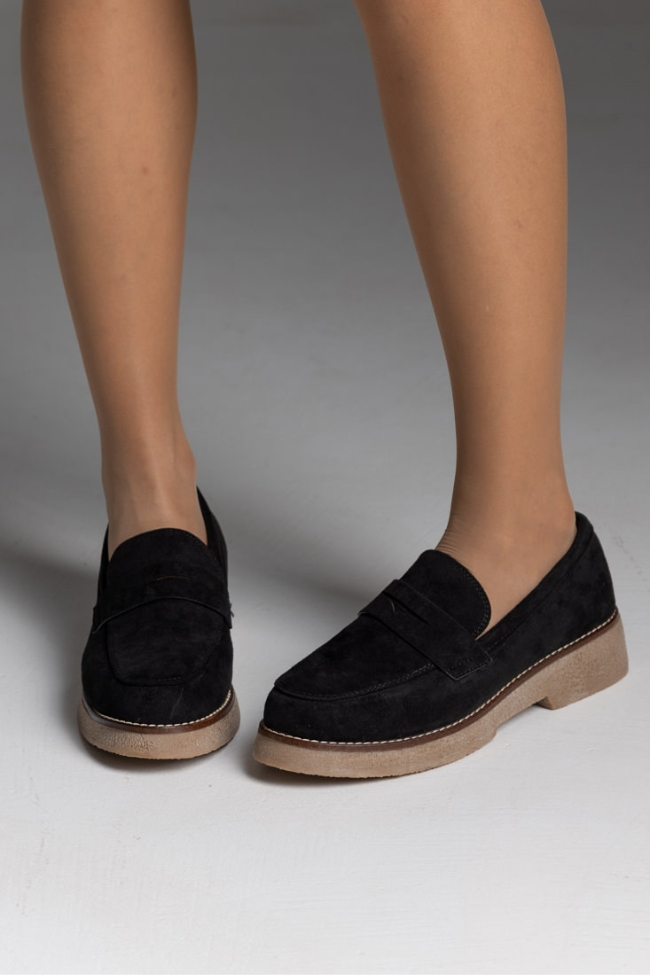Loafers suede με κρεπ πάτο - Μαύρο - Image 2