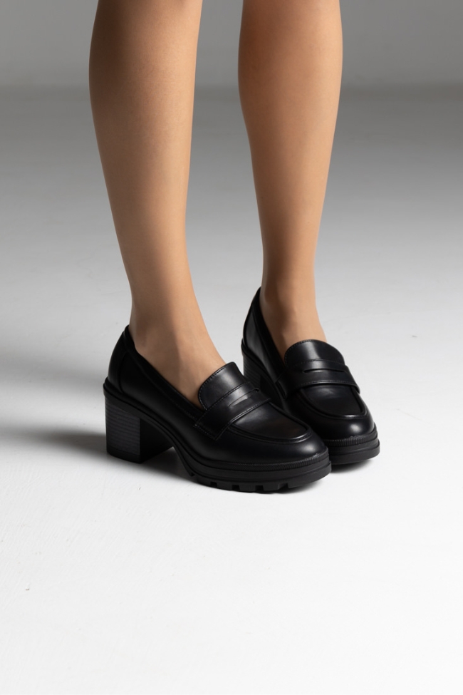 Γόβες με χοντρό τακούνι καουτσούκ - Μαύρο - Image 3