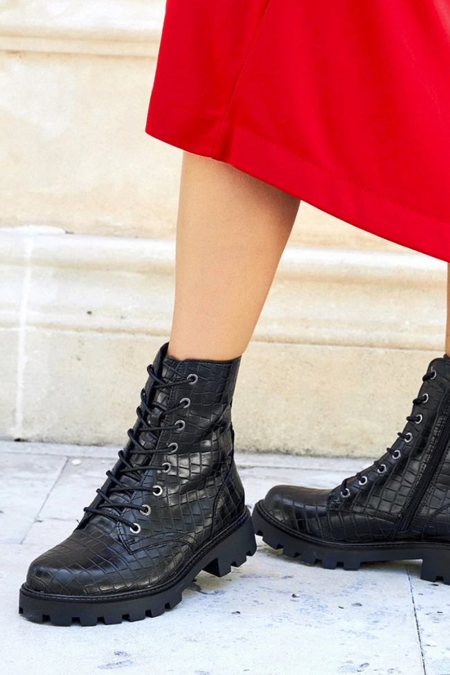 Αρβυλάκια γυναικεία με κροκό μοτίβο - Μαύρο Κρόκο - Image 2