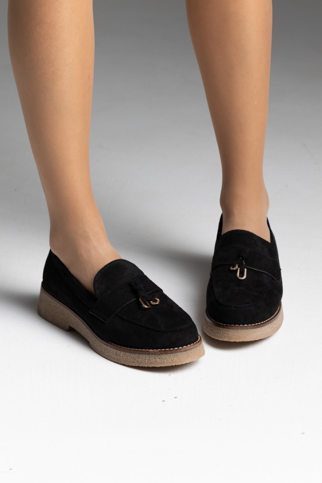 Loafers suede με κρεπ πάτο - Μαύρο - Image 6