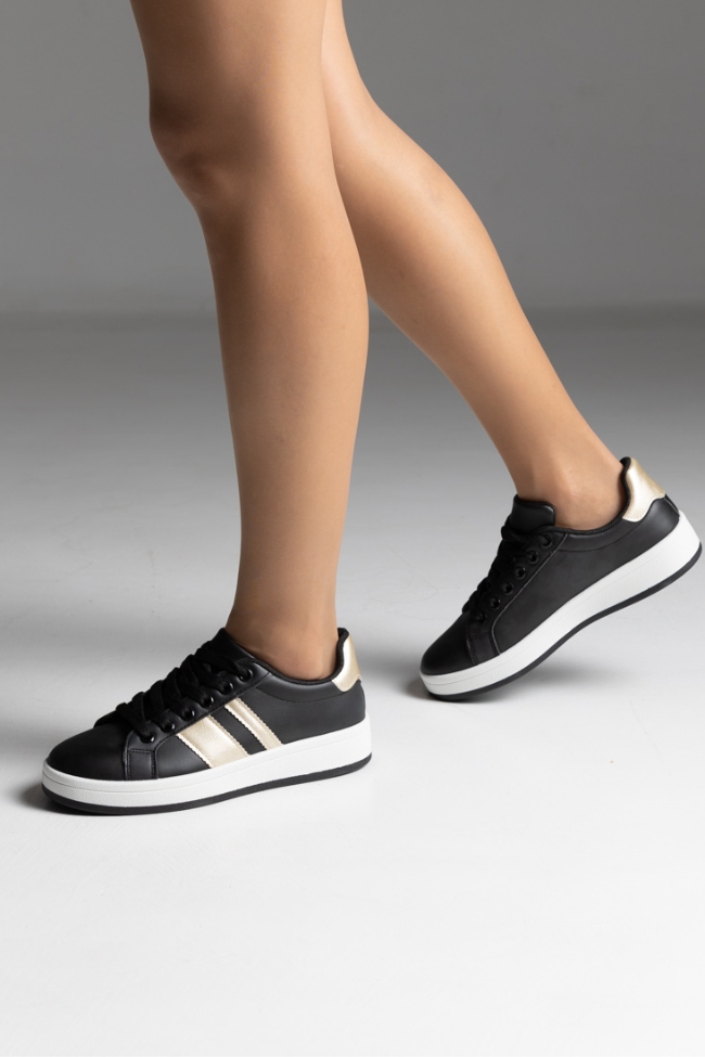 Sneakers κλασικά με λεπτομέρειες - Μαύρο - Image 2