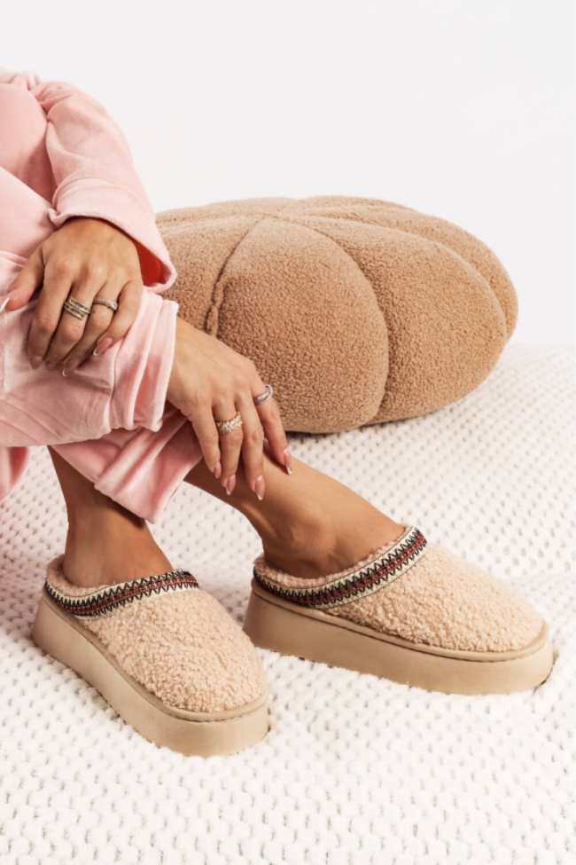 Παντόφλες με Μάλλινη Επένδυση – Χακί - Image 3