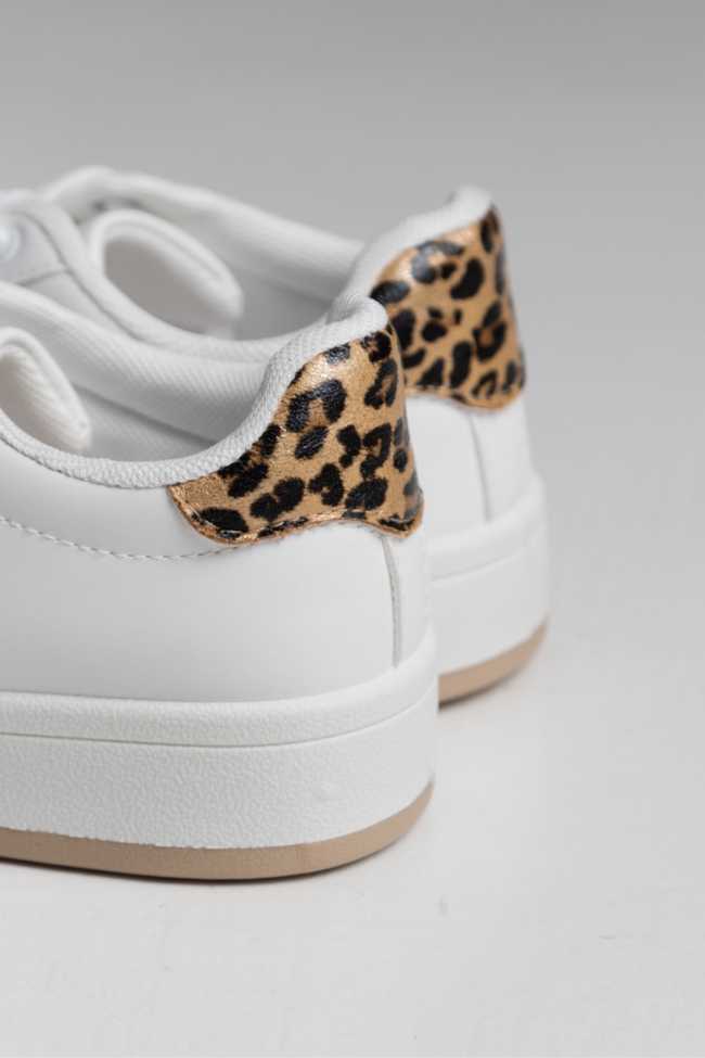Sneakers κλασικά με λεπτομέρειες - Λευκό / Λεοπάρ - Image 4