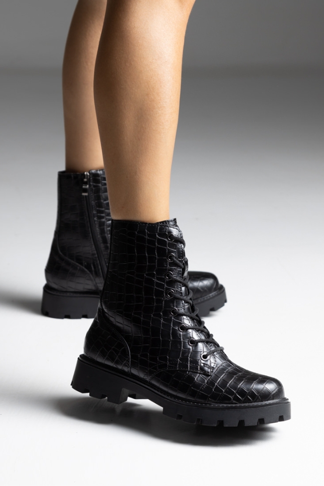 Αρβυλάκια γυναικεία με κροκό μοτίβο - Μαύρο Κρόκο