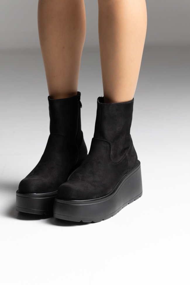 Μποτάκια γυναικεία με ψηλό πάτο πλατφόρμα - Μαύρο - Image 3