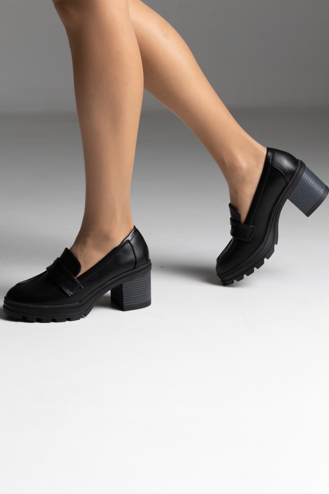 Γόβες με χοντρό τακούνι καουτσούκ - Μαύρο - Image 8