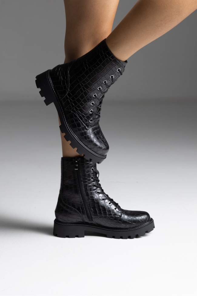 Αρβυλάκια γυναικεία με κροκό μοτίβο - Μαύρο Κρόκο - Image 3