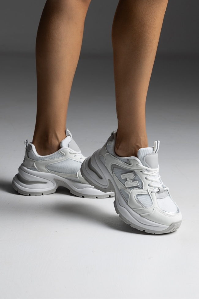 Sneakers με συνδυασμό υφασμάτων - Λευκό - Image 2