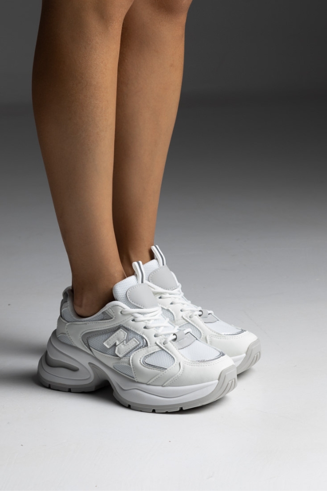 Sneakers με συνδυασμό υφασμάτων - Λευκό - Image 3