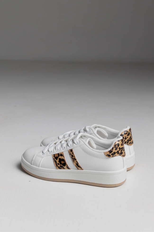 Sneakers κλασικά με λεπτομέρειες - Λευκό / Λεοπάρ - Image 7