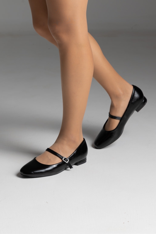 Μπαλαρίνες flat με μπαρέτα - Μαύρο - Image 5