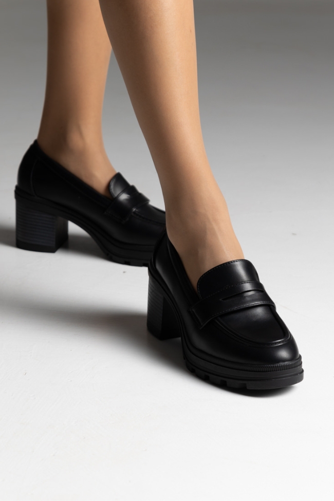 Γόβες με χοντρό τακούνι καουτσούκ - Μαύρο - Image 6