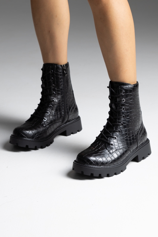 Αρβυλάκια γυναικεία με κροκό μοτίβο - Μαύρο Κρόκο - Image 5