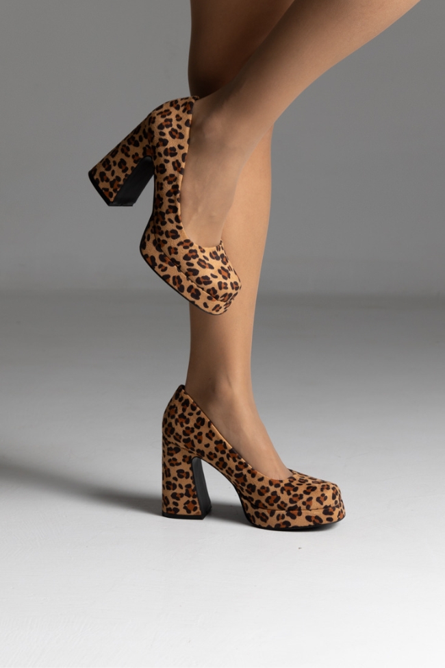 Γυναικείες γόβες με χοντρό τακούνι - Λέοπαρτ - Image 3