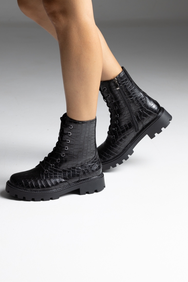 Αρβυλάκια γυναικεία με κροκό μοτίβο - Μαύρο Κρόκο - Image 7