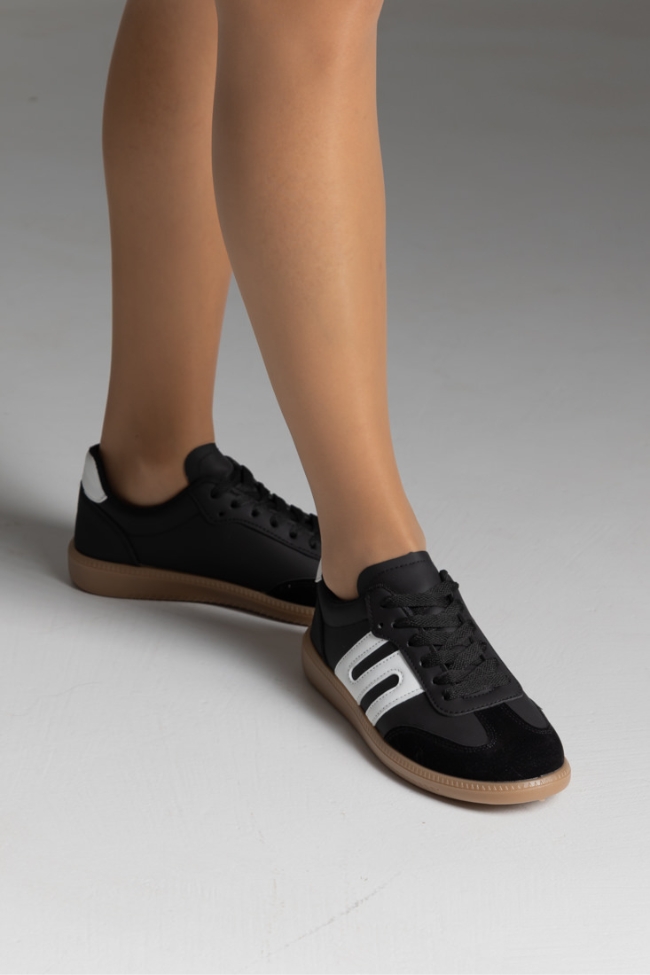 Γυναικεία sneakers με suede στοιχεία και καουτσούκ πάτο - Μαύρο - Image 3