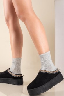 Παντόφλες Δίσολες με εσωτερική γούνα - Μαύρο