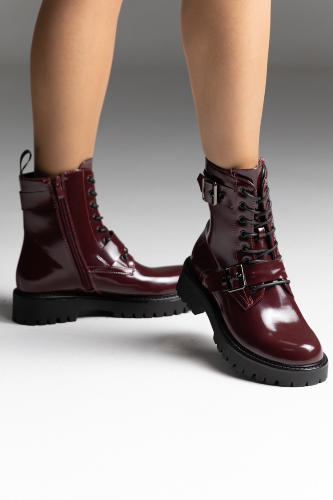 Αρβυλάκια γυναικεία με διακοσμητικές αγκράφες - Μπορντό - Image 2