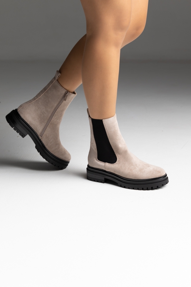 Μποτάκια γυναικεία με λάστιχο στο πλάι - Μπέζ - Image 4