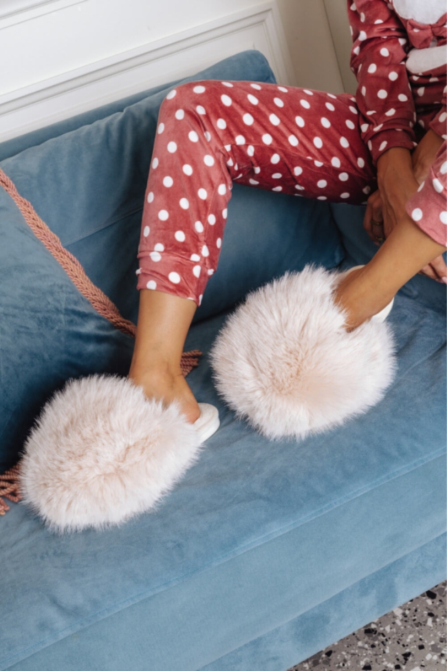 Παντόφλες με Πλούσια Γούνα - Μπέζ - Image 3