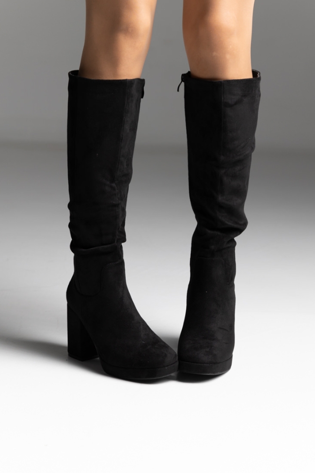 Γυναικεία μπότα με χοντρό τακούνι - Μαύρο - Image 5