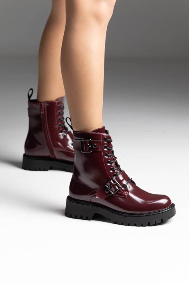 Αρβυλάκια γυναικεία με διακοσμητικές αγκράφες - Μπορντό - Image 6