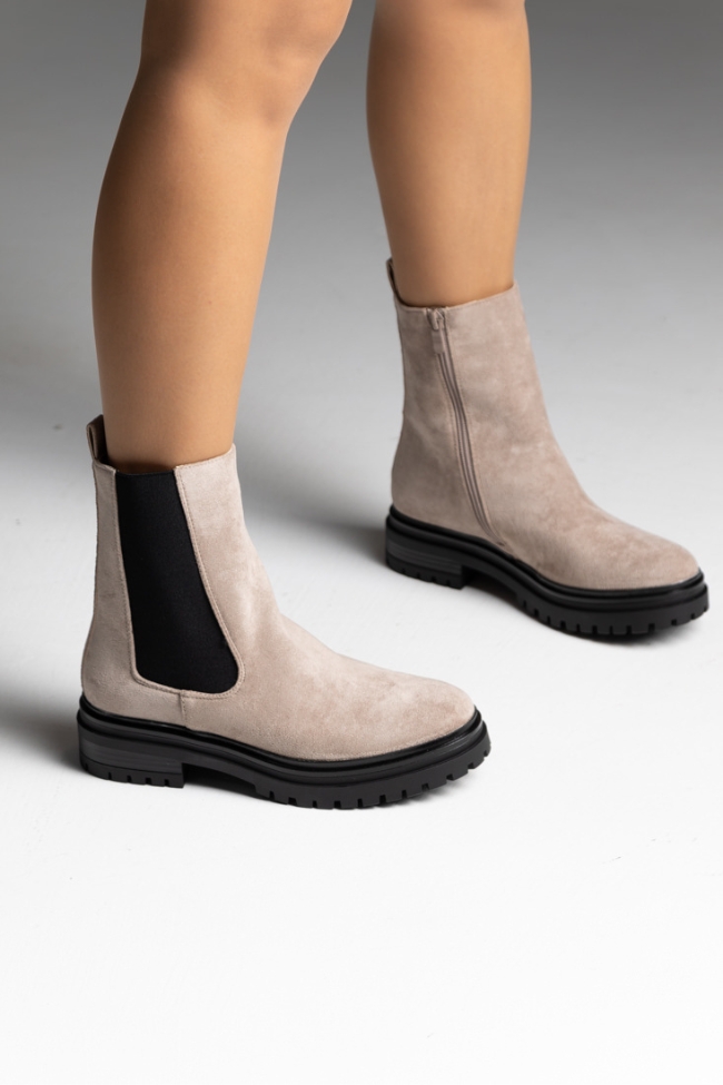 Μποτάκια γυναικεία με λάστιχο στο πλάι - Μπέζ - Image 2