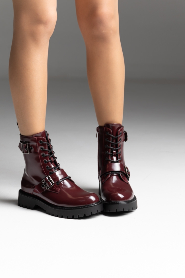 Αρβυλάκια γυναικεία με διακοσμητικές αγκράφες - Μπορντό - Image 7