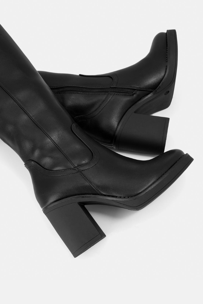 Μπότα με καρέ μύτη & χοντρό τακούνι - Μαύρο - Image 2