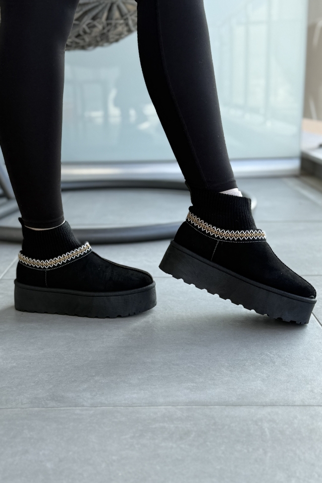 Μποτάκια Κάλτσα με Εσωτερική Επένδυση Γούνας – Μαύρο - Image 2