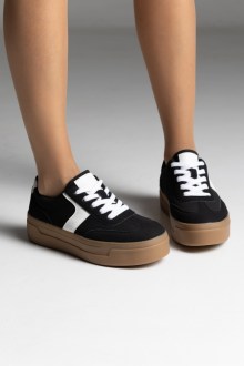 Γυναικεία sneakers με καουτσούκ πάτο - Μαύρο