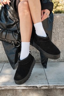 Γυναικεία μποτάκια με εσωτερική επένδυση γούνας – Μαύρο