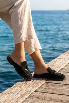 Loafers suede mule - Μαύρο