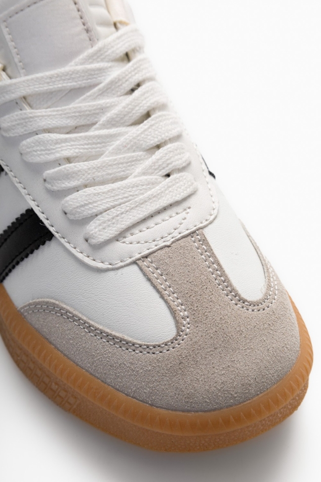 Sneakers Retro με Διχρωμίες - Λευκό / Μαύρο - Image 3