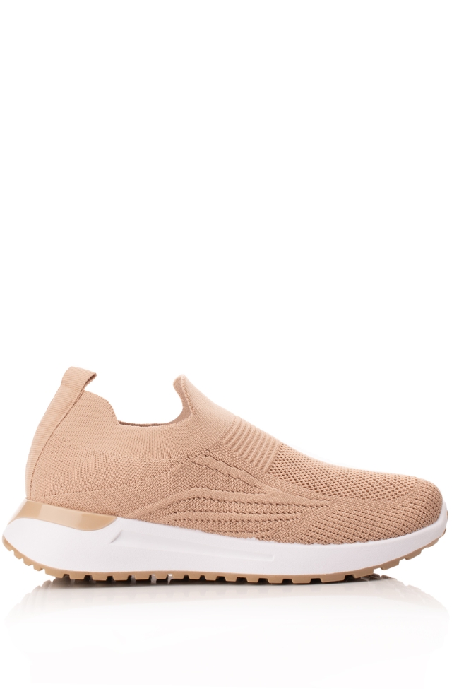 Sneakers Κάλτσα slip-on με διχτυωτό ύφασμα χωρίς κορδόνια – Μπέζ