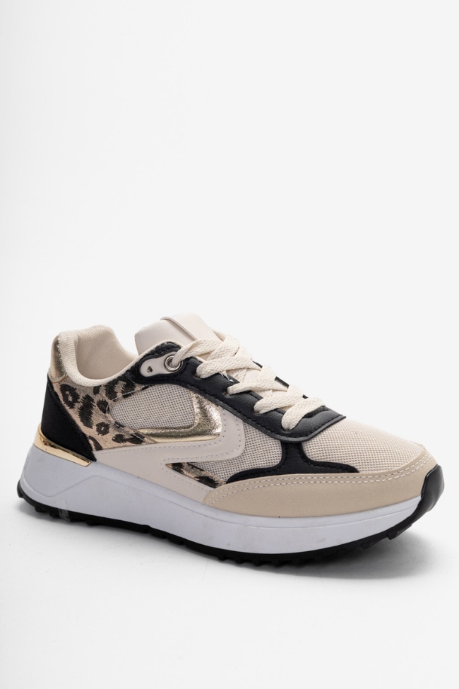 Sneakers με Animal Print & Χρυσές Λεπτομέρειες -Μαύρο - Image 4