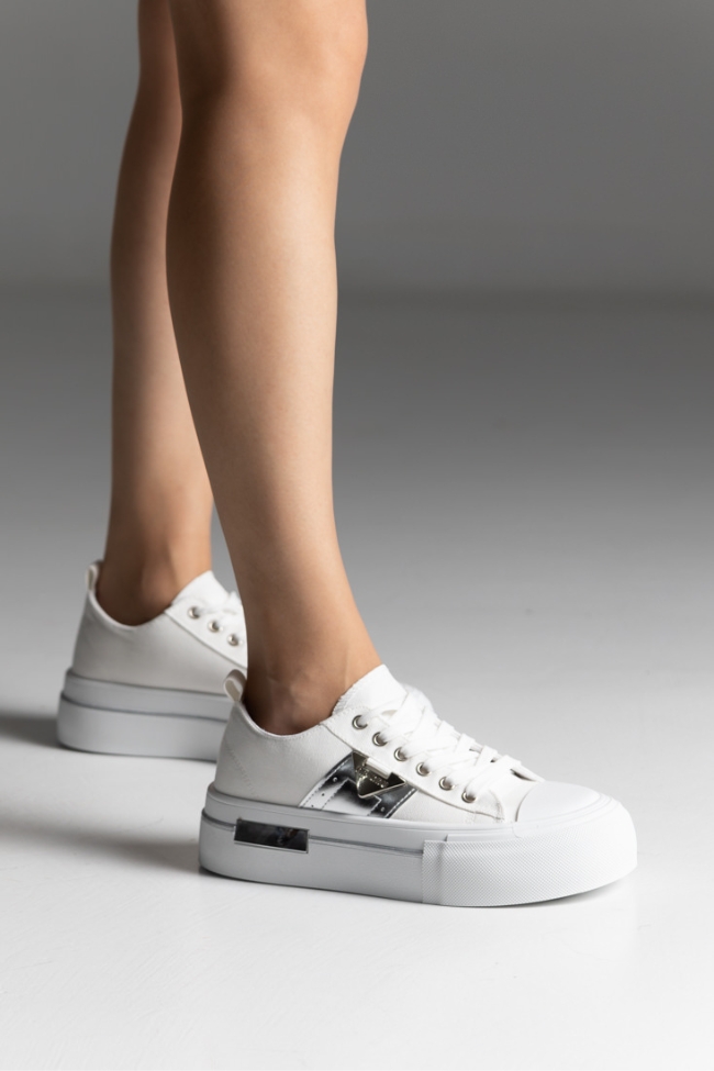 Δίσολα Sneakers Πάνινα τύπου all star - Λευκό - Image 5