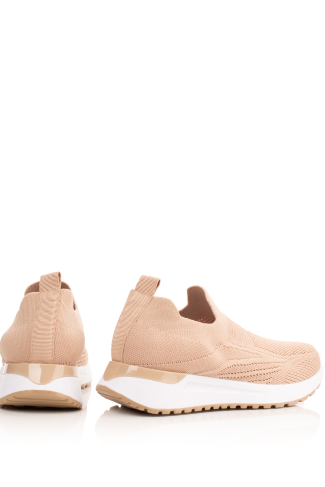 Sneakers Κάλτσα slip-on με διχτυωτό ύφασμα χωρίς κορδόνια – Μπέζ - Image 2